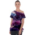 Landscape Landscape Painting Purple Purple Trees Off Shoulder Tie-Up Tee View1