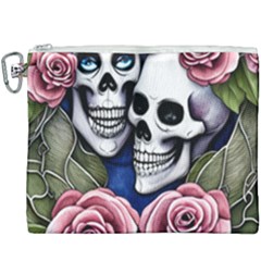 Skulls And Flowers Canvas Cosmetic Bag (xxxl) by GardenOfOphir