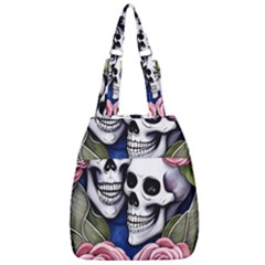 Skulls And Flowers Center Zip Backpack by GardenOfOphir