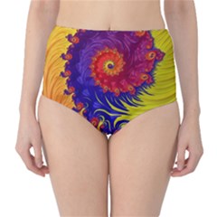 Fractal Spiral Bright Colors Classic High-waist Bikini Bottoms
