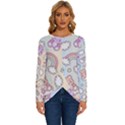 Pusheen Carebears Bears Cat Colorful Cute Pastel Pattern Long Sleeve Crew Neck Pullover Top View1