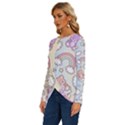 Pusheen Carebears Bears Cat Colorful Cute Pastel Pattern Long Sleeve Crew Neck Pullover Top View2