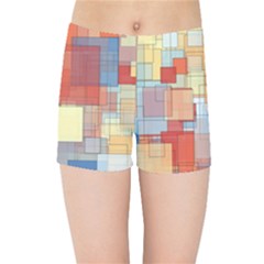 Art Abstract Rectangle Square Kids  Sports Shorts by Ravend