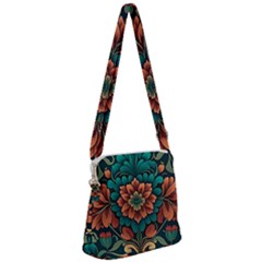 Flower Pattern Modern Floral Zipper Messenger Bag by Ravend