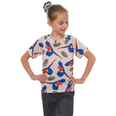 Bird Animals Parrot Pattern Kids  Mesh Piece Tee