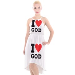 I Love God High-low Halter Chiffon Dress 