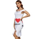 I love christ Off Shoulder Ruffle Split Hem Bodycon Dress View2