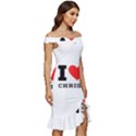 I love christ Off Shoulder Ruffle Split Hem Bodycon Dress View3