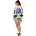 Blue Hydrangea Flower Painting Vintage Shabby Chic Dragonflies Long Sleeve Kimono View2