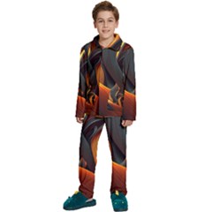 Swirls Abstract Watercolor Colorful Kids  Long Sleeve Velvet Pajamas Set