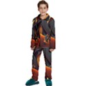 Swirls Abstract Watercolor Colorful Kids  Long Sleeve Velvet Pajamas Set View1