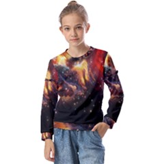 Nebula Galaxy Stars Astronomy Kids  Long Sleeve Tee With Frill 