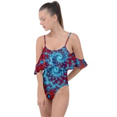 Fractal Pattern Background Drape Piece Swimsuit