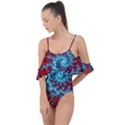 Fractal Pattern Background Drape Piece Swimsuit View1