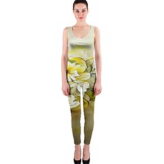 Watercolor Yellow And-white Flower Background One Piece Catsuit