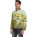 Watercolor Yellow And-white Flower Background Men s Puffer Bubble Jacket Coat View2