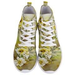 Watercolor Yellow And-white Flower Background Men s Lightweight High Top Sneakers