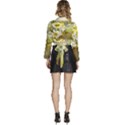 Watercolor Yellow And-white Flower Background Long Sleeve Tie Back Satin Wrap Top View4