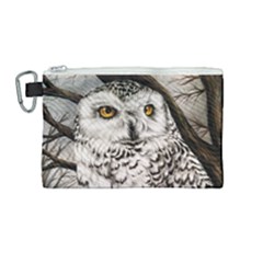 Snowy Owl  Canvas Cosmetic Bag (medium) by ArtByThree