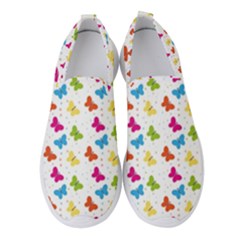 Butterfly Pattern Design Wallpaper Background Women s Slip On Sneakers