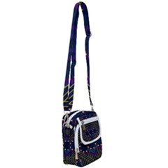 Line Square Pattern Violet Blue Yellow Design Shoulder Strap Belt Bag