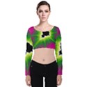 Fractal Art Math Abstract Artwork Pink Magenta Velvet Long Sleeve Crop Top View1