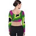 Fractal Art Math Abstract Artwork Pink Magenta Velvet Long Sleeve Crop Top View2