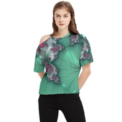 Fractal Spiral Template Abstract Background Design One Shoulder Cut Out Tee