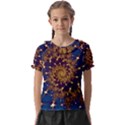 Fractal Spiral Art Pattern Blue Design Kids  Frill Chiffon Blouse View1
