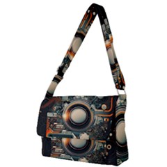 Illustrations Technology Robot Internet Processor Full Print Messenger Bag (l)