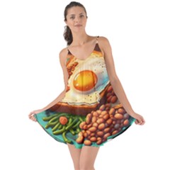 Ai Generated Breakfast Egg Beans Toast Plate Love The Sun Cover Up