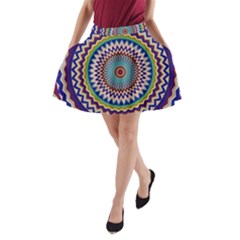 Kaleidoscope Geometric Circles A-line Pocket Skirt