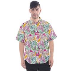 Leaves Colorful Leaves Seamless Design Leaf Men s Short Sleeve Shirt