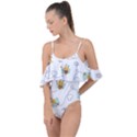 Bee Art Pattern Design Wallpaper Background Print Drape Piece Swimsuit View1