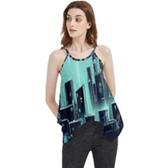 Buildings City Urban Destruction Background Flowy Camisole Tank Top