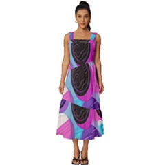 Cookies Chocolate Cookies Sweets Snacks Baked Goods Square Neckline Tiered Midi Dress