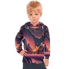 Fire Flame Burn Hot Heat Light Burning Orange Kids  Hooded Pullover