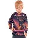 Fire Flame Burn Hot Heat Light Burning Orange Kids  Hooded Pullover View1