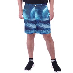 Moonlight High Tide Storm Tsunami Waves Ocean Sea Men s Pocket Shorts