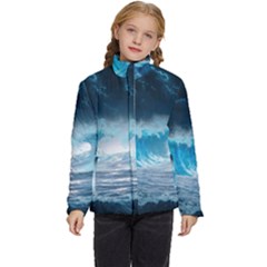 Thunderstorm Storm Tsunami Waves Ocean Sea Kids  Puffer Bubble Jacket Coat