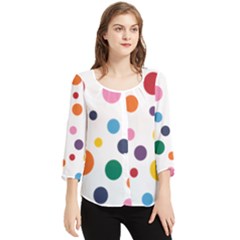 Polka Dot Chiffon Quarter Sleeve Blouse