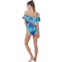 Waves Ocean Sea Tsunami Nautical Nature Water Frill Detail One Piece Swimsuit View2