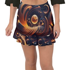 Ai Generated Swirl Space Design Fractal Light Abstract Fishtail Mini Chiffon Skirt