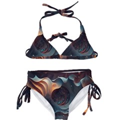 Ai Generated Space Design Fractal Light Motion Kids  Classic Bikini Set