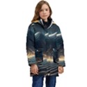 Ai Generated Swirl Space Design Fractal Light Kid s Hooded Longline Puffer Jacket View1