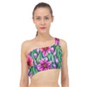 Cheerful And Cheery Blooms Spliced Up Bikini Top  View1