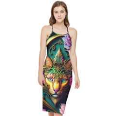 Ai Generated Paisley Pattern Feline Floral Bodycon Cross Back Summer Dress