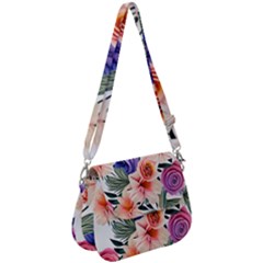Country-chic Watercolor Flowers Saddle Handbag by GardenOfOphir