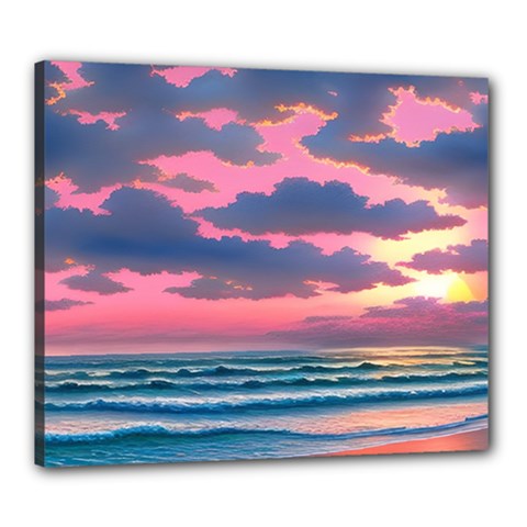 Sunset Over The Beach Canvas 24  X 20  (stretched)