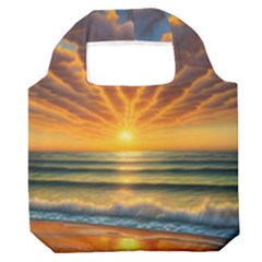 Waves At Sunset Premium Foldable Grocery Recycle Bag